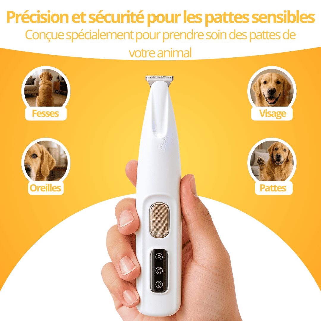 PawLight Pro – Tondeuse LED Étanche pour Pattes de Chien | Toilettage Facile & Sûr