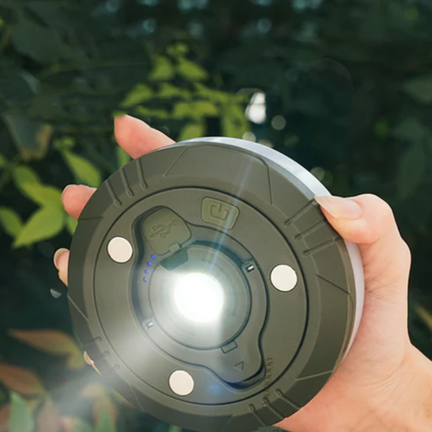 GlowCamp – Lampe de camping 3-en-1 avec powerbank