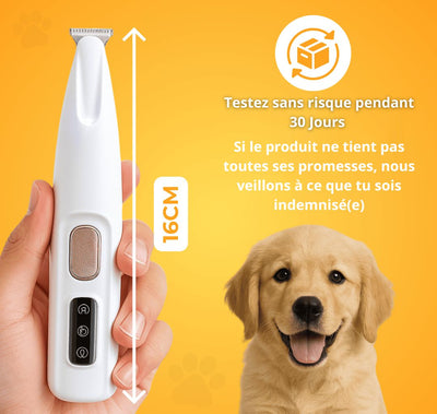 PawLight Pro – Tondeuse LED Étanche pour Pattes de Chien | Toilettage Facile & Sûr